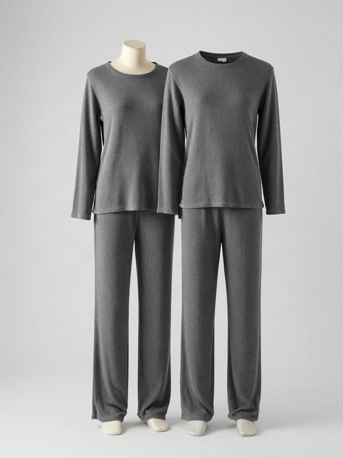 Ansvelle - Waffle Knit Lounge Set with Long Sleeves