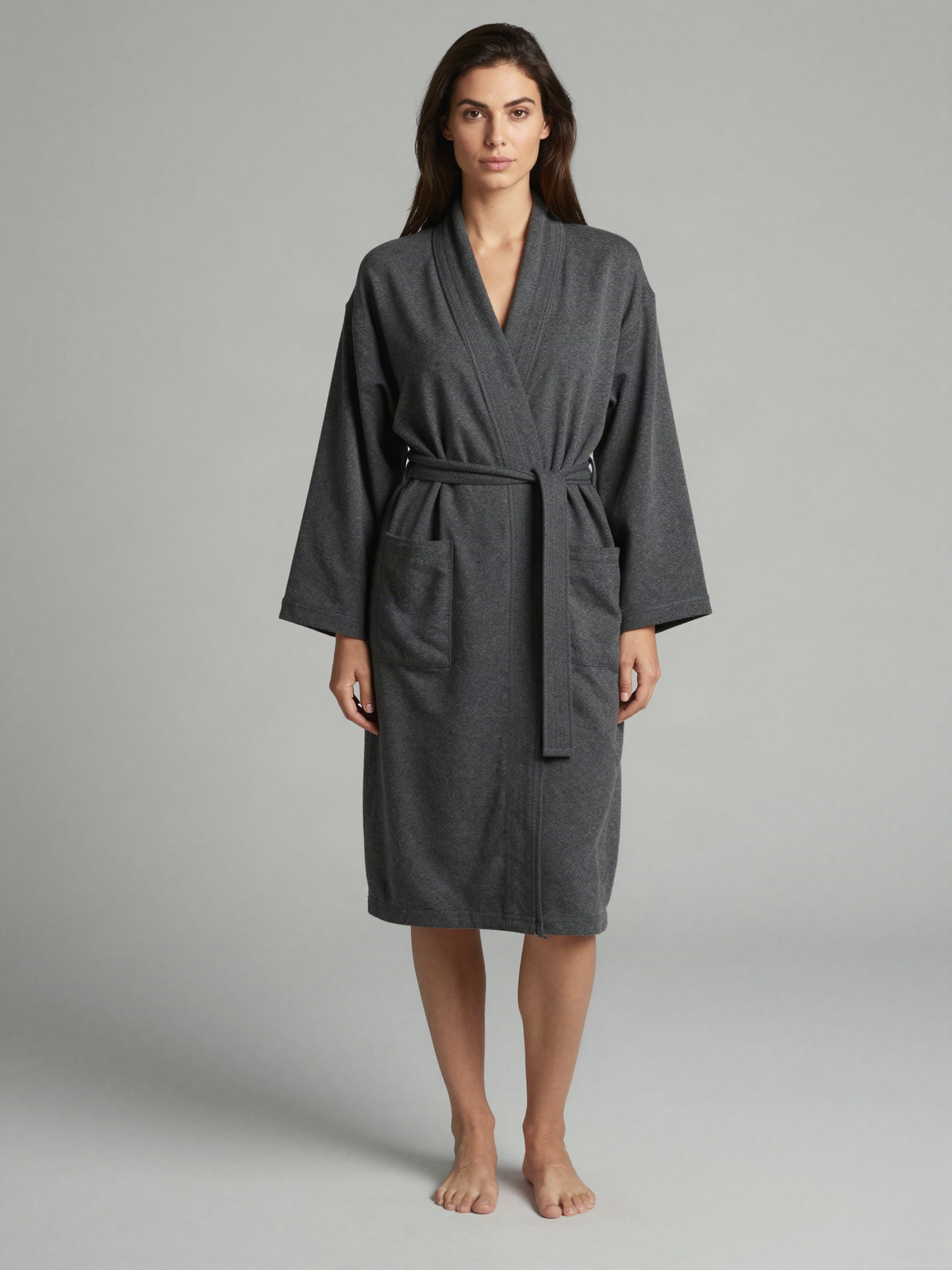Brelandra - Jersey Robe with Tie Belt and Patch Pockets