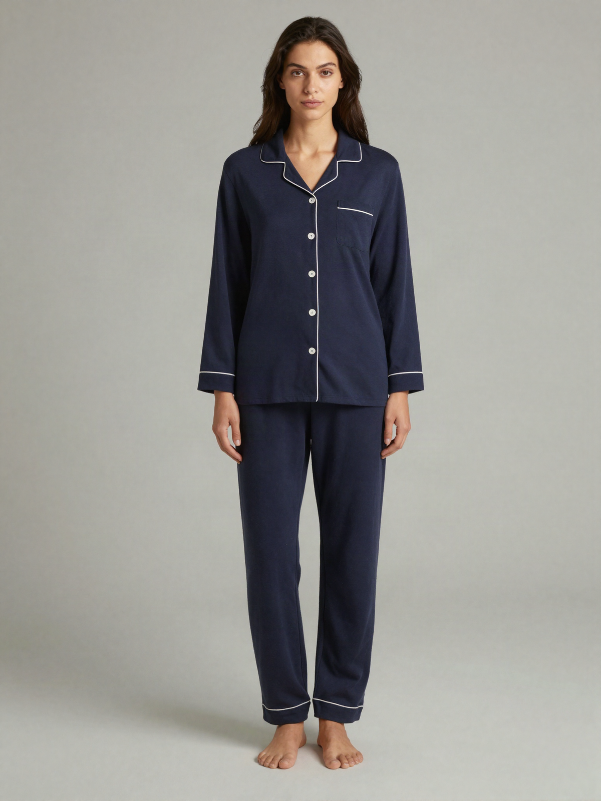 Nolstrane - Modal Blend Pajama Set with Piped Trim