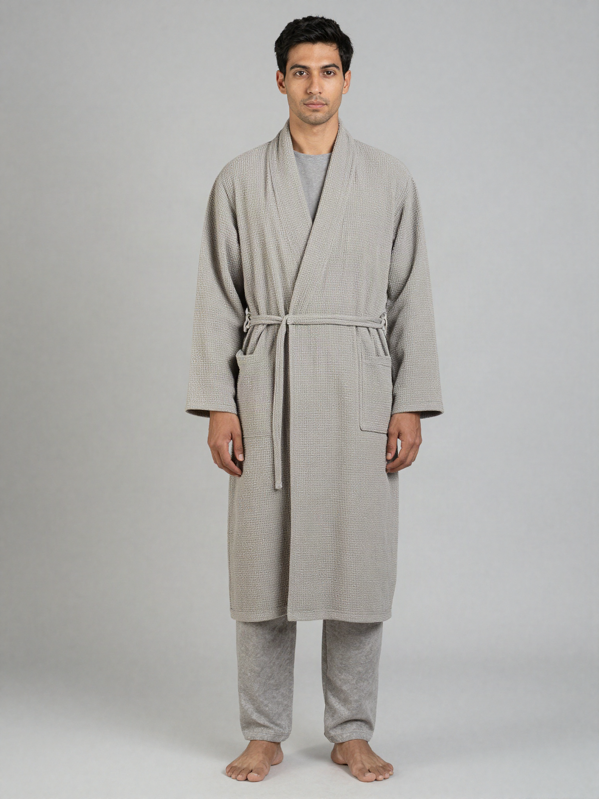 Hesdrick - Cotton Waffle Robe with Shawl Collar