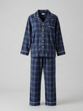 Runvard - Brushed Flannel Pajama Set with Piped Trim